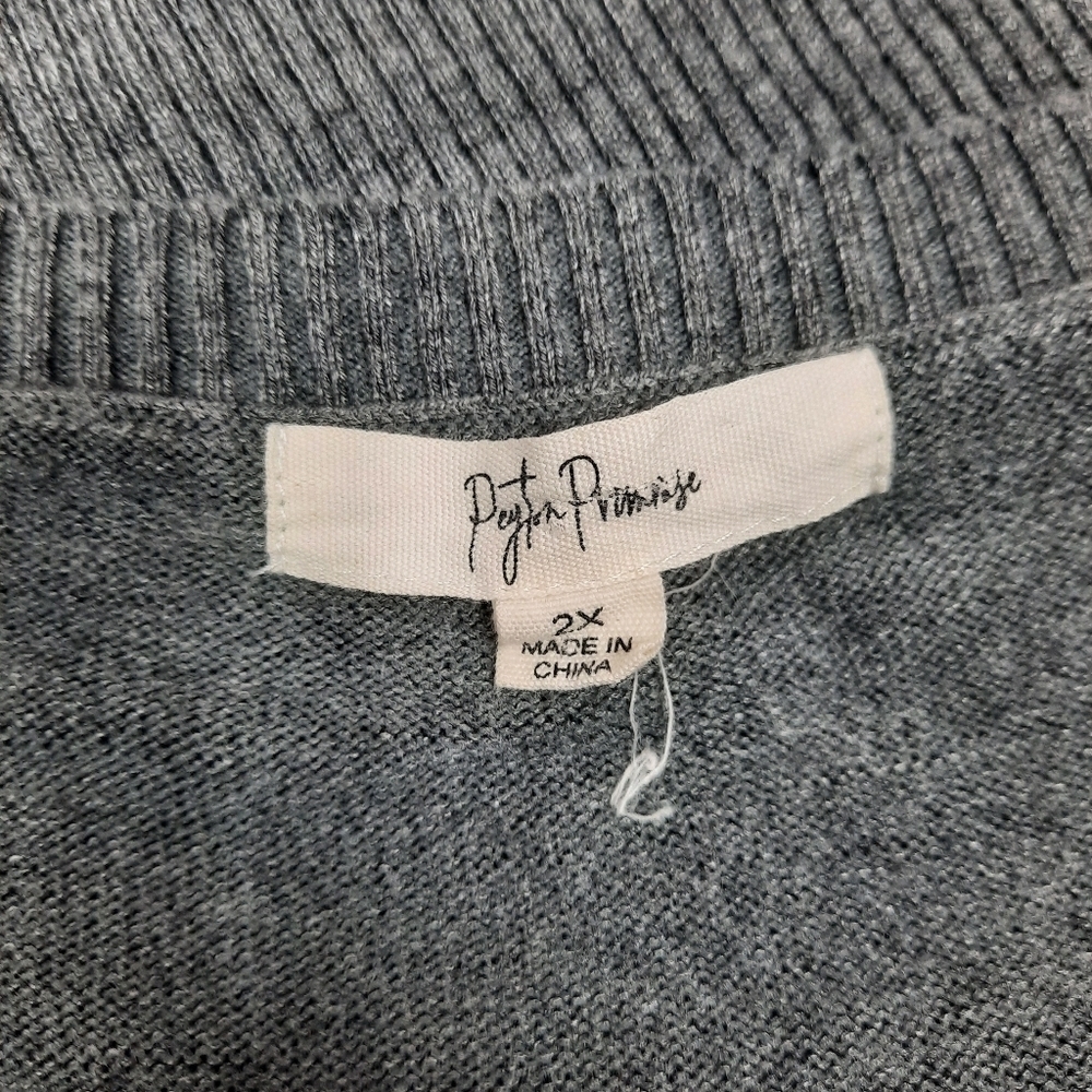 Anthropologie Peyton‎ Primrose Color Block Sweater Gray Black 2X Women's Plus - Picture 6 of 9